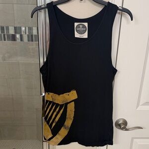 Guinness Black Tank Top with Gold Shield Graphic